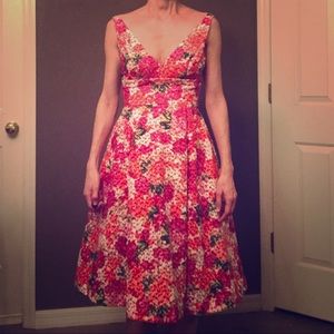 Anthropology rose floral dress in size 0